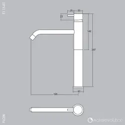 Cea mai bună traducere în limba română a textului dat ar fi: Robinetul de chiuvetă Waterevolution Flow pentru chiuvete PVD gun metal T115GME.