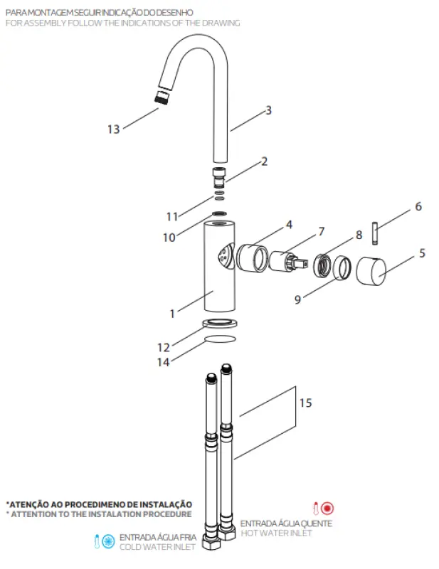 Robinetul de baie Waterevolution Flow înalt model T1121FUIE din oțel inoxidabil.