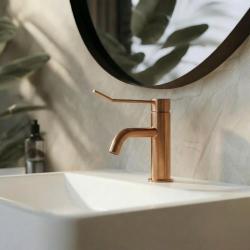 Waterevolution Flow robinet pentru chiuvetă, incluzând dop cu clic, PVD cupru periat T111CPE