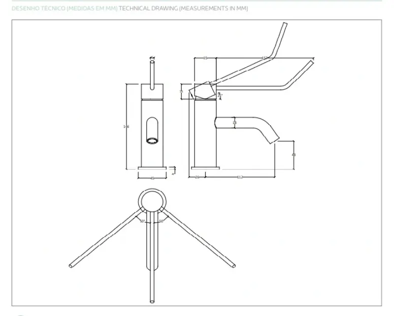 Waterevolution Flow robinet pentru chiuvetă, incluzând dop cu clic, PVD cupru periat T111CPE