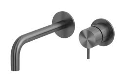 Waterevolution Flow Robinet de chiuvetă încastrat PVD Gun Metal cu gura de scurgere de 15 cm T116BME-15