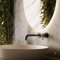 Waterevolution Flow Robinet de chiuvetă încastrat PVD Gun Metal cu gura de scurgere de 15 cm T116BME-15