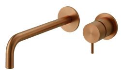 Waterevolution Flow Robinet de chiuvetă încastrat PVD cupru periat cu gura de scurgere de 21 cm T116BCPE-21