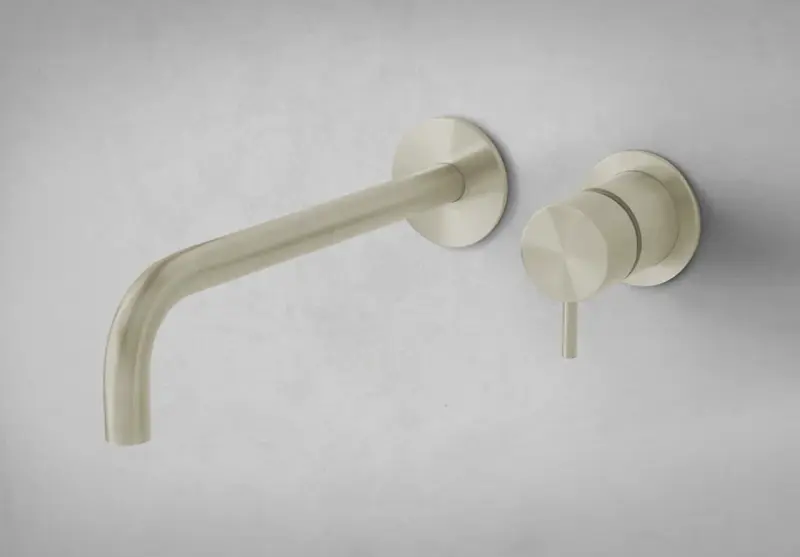 Waterevolution Flow Robinet de chiuvetă încastrat PVD aur alb cu gura de scurgere de 15 cm T116BWGE-15