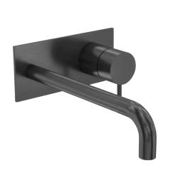 Robinetele de baie încorporate Waterevolution Flow, cu plăcuță de acoperire PVD Gun Metal și orificiu de 15 cm T1161GME-15.