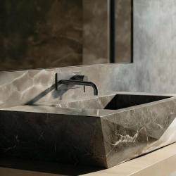 Robinetele de baie încorporate Waterevolution Flow, cu plăcuță de acoperire PVD Gun Metal și orificiu de 15 cm T1161GME-15.