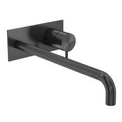 Robinetele de baie incorporabile Waterevolution Flow cu placă de acoperire PVD Gun Metal și duză de 25 cm T1161GME-25.