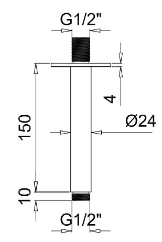 SB Rubinetterie Universale braț de duș pentru tavan, rotund, de 15 cm, culoare negru mat, 1208946681.
