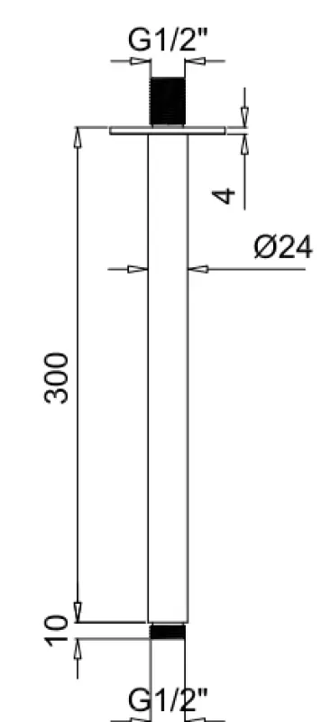 SB Rubinetterie Universale braț de duș pentru plafon, rotund, 30 cm, culoare negru mat, 1208946684.