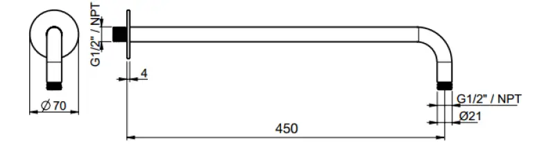 SB Round 316 braț de duș perete rotund 45 cm complet din oțel inoxidabil 1208946714