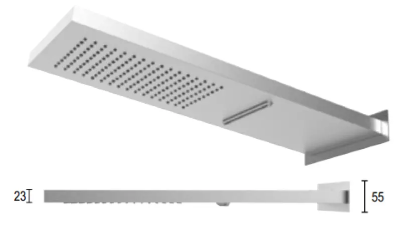 Duș de ploaie SB Square cu conexiune la perete și duș cu cascadă, culoare negru mat, 1208946757.