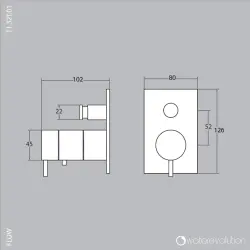 Revolutionarea apei Flux termostat de duș încorporat cu 2 ieșiri, negru mat T132TBBPR cu cutie TEC