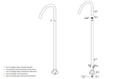 Evolutia apei Robinet de baie Flow, în picioare, din oțel inoxidabil T1673IE