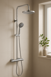 DEMM Combinație de duș cu termostat și duș cu efect de ploaie, crom 1208946965