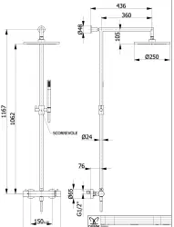 DEMM Combinație de duș cu termostat și duș cu efect de ploaie, crom 1208946967