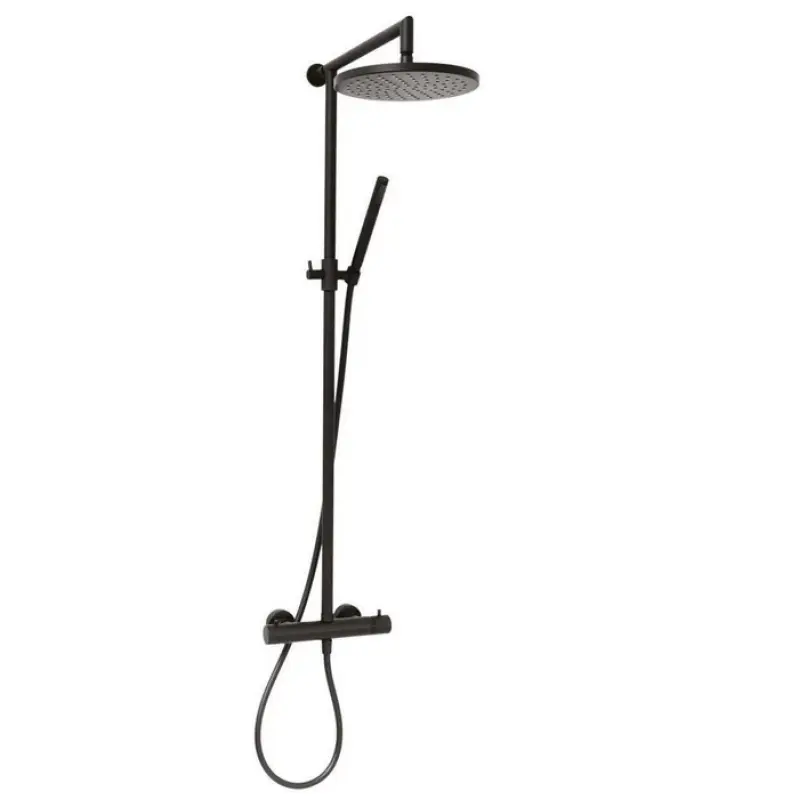 DEMM Combinație de duș cu termostat și duș cu efect de ploaie, negru mat 1208946968