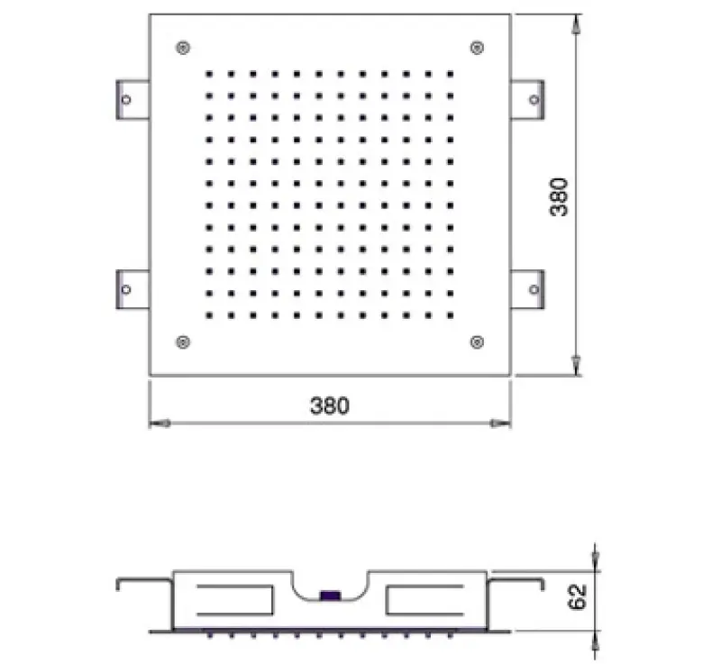 SB Square 316 Duș de ploaie încorporat 38x38cm complet din oțel inoxidabil 1208946996