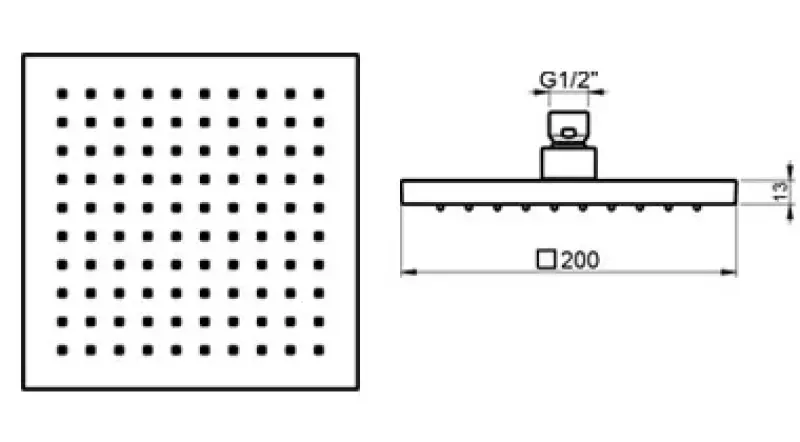 Duș de ploaie SB Rubinetterie Eco Air, economisitor de apă, pătrat, negru mat, 20x20cm, 1208947014.