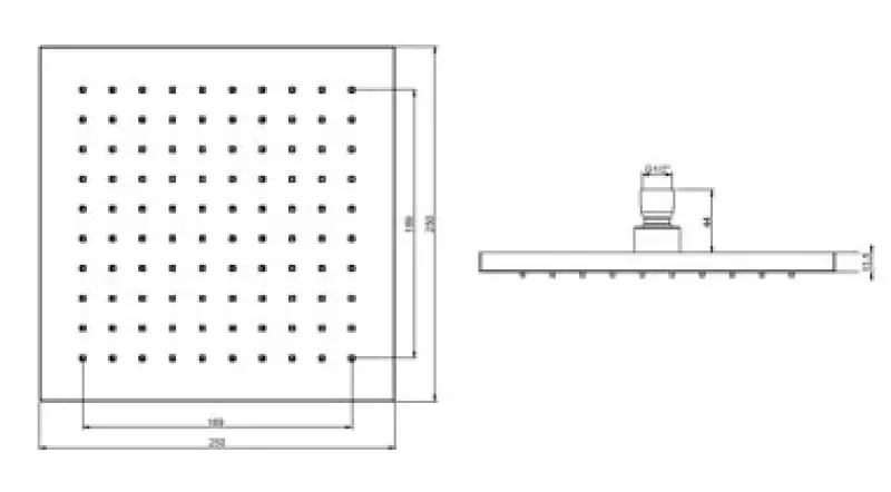 Duș de ploaie eco SB Rubinetterie Eco Air, cu economie de apă, pătrat, negru mat, 25x25cm, 1208947015.