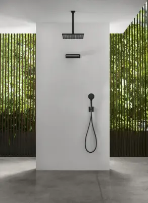 Duşul de ploaie Eco Air de la SB Rubinetterie, economizor de apă, pătrat, culoare negru mat, dimensiune 30x30 cm, cod 1208947016.