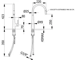 DEMM Robinet de bucătărie cu duză extensibilă crom 1208947332