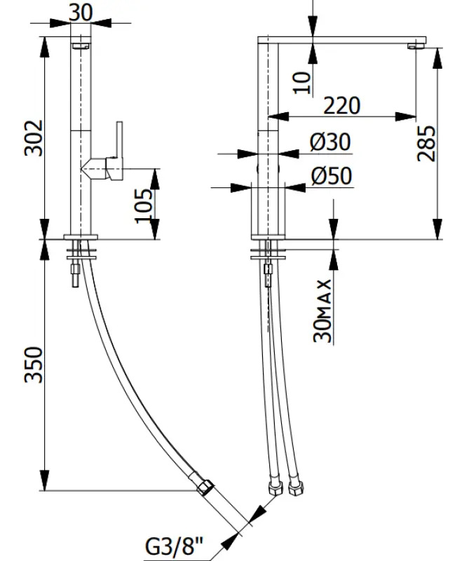 DEMM Robinet de bucătărie cu o singură pârghie și duză pivotantă crom 1208947354
