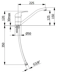 DEMM Baterie de bucătărie cu o singură pârghie și duză pivotantă crom 1208947358