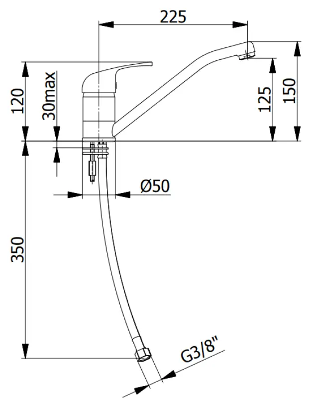 DEMM Baterie de bucătărie cu o singură pârghie și duză pivotantă crom 1208947358