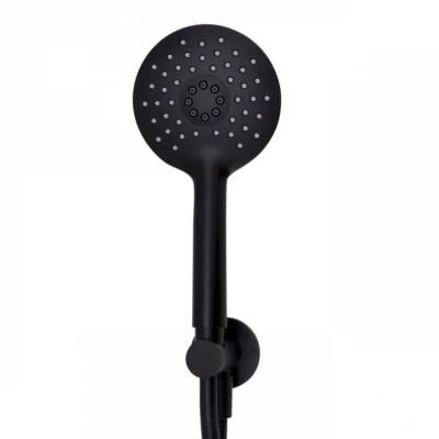 Set de duș manual Waterevolution Flow complet cu racord pentru perete, negru mat - 3 trepte - T1621RPR.