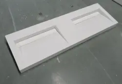 Solid-S Quatra chiuvetă dublă solid surface alb mat fără orificiu pentru robinet cu capac solid B160xD45xH8cm 1208952415