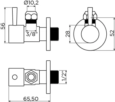 Clou InBe design robinet de colț tip 1 rotund negru mat