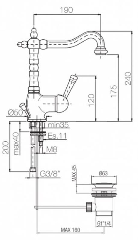 Robinetele pentru chiuvetă PB cu design nostalgic Vintage, cromate.