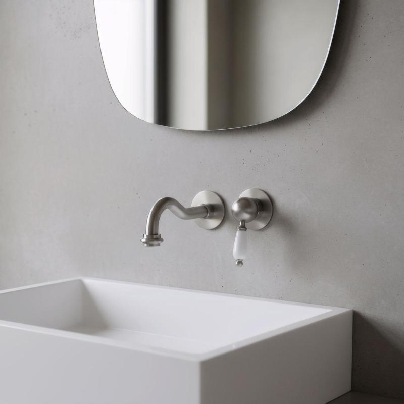 Baterie de baie încastrată Vintag cu pipă de 21 cm din oțel inoxidabil