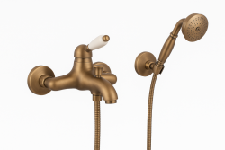 PB Baterie nostalgia pentru cada cu set de duș manual Bronz
