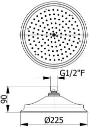 Cap de duș clasic PB cu duș de ploaie, diametru 22 cm, cromat, prevăzut cu dopuri anti-calcar și sistem de aer 1208952912.