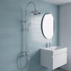 PB Set de duș nostalgic cu baterie de amestec și duș de ploaie cromat