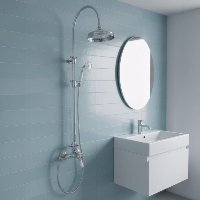 PB Set de duș nostalgic cu baterie de amestec și duș de ploaie cromat