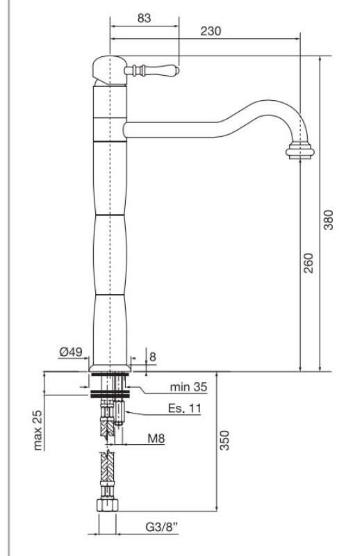 PB Classic Robinet de bucătărie nostalgic cu coloană Crom 1208952920