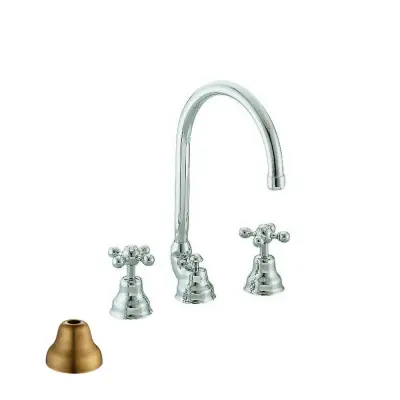 Robinetele de baie de tip Cisal Arcana Ceramic Wastafelmengkraan 3-gats Brons AC00106027.