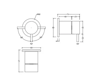 Waterevolution Flow de instalare 2-cale comutator rotund din Gun Metal T1482S.GME