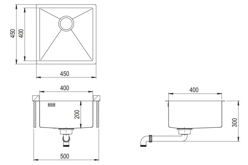 Chiuveta din oțel inoxidabil Ausmann Mosel, culoare aurie PVD Gold, 40x40, montaj subblat, montaj suprablocaj 080914.