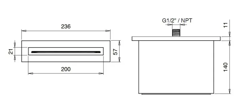 SB Square cască de golire a apei, negru mat
