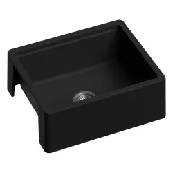 Chiuvetă GraniteMy Tradition stil rustic, chiuvetă din granit cu două fețe 60x48 cm, montare sub blat, neagră 1208953016