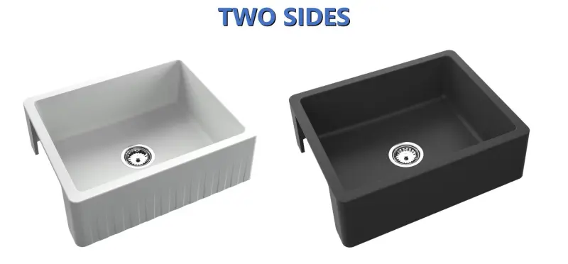 Chiuvetă GraniteMy Tradition stil rustic, chiuvetă din granit cu două fețe 60x48 cm, montare sub blat, neagră 1208953016