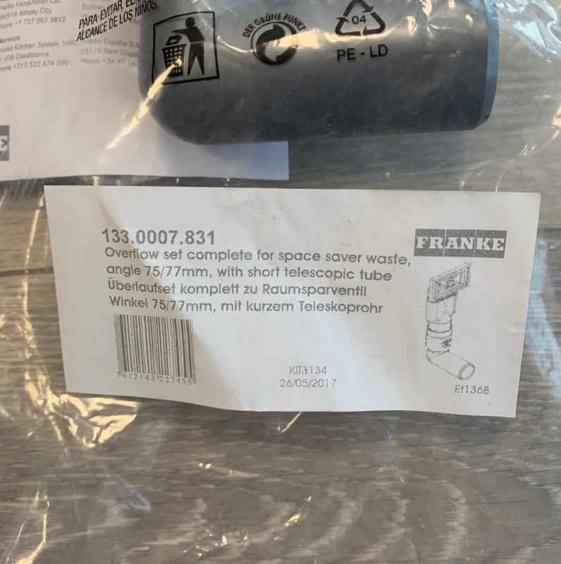 Franke Racord de revărsare Unghi Universal 75/77 133.0036.499