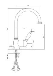 PB Robinet de bucătărie clasic cu o singură pârghie și duză pivotantă 200 mm din oțel inoxidabil 1208953115