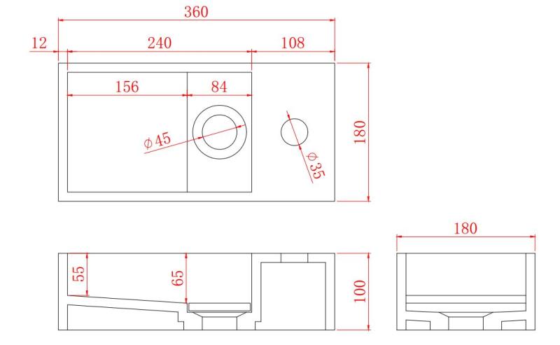 Solid-S Fântână din material solid, 36 x 18 x 10 cm, negru mat, cu capac 1208953168