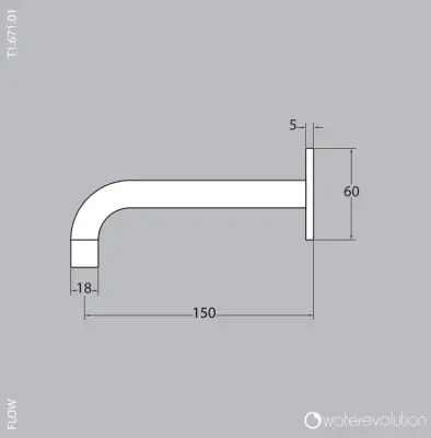 Robinet de baie Waterevolution Flow, cu o lungime de 15 cm, complet din Gun Metal T1671.GME