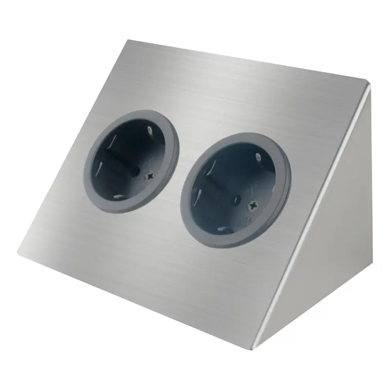 Indux Corner Coloană de energie pentru montare orizontală cu 2 prize cu împământare perimetrală din oțel inoxidabil 1208953211