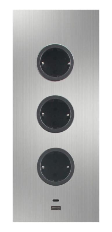 Indux Corner Stâlp de alimentare cu 3 prize cu împământare și încărcător dublu USB-A&amp;C din oțel inoxidabil 1208953216